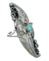 Southwest Turquoise Authentic Sterling Silver Scalloped Leaf Ring Size 7-1/2 YX89534